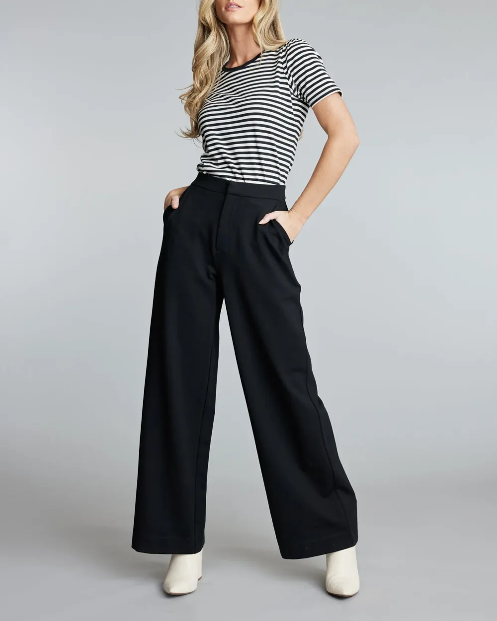 Black High Rise Wide Leg Office Pant
