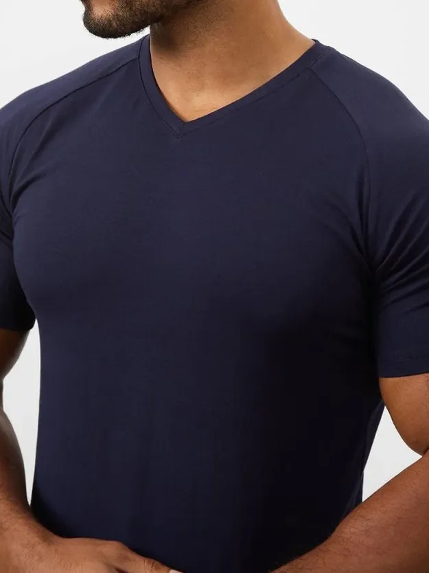 Navy Soft  Athletic  V-Neck Tees