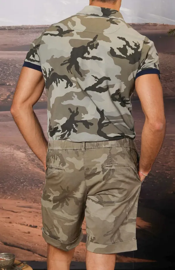 Men's Camouflage Cotton Green Polo Shirt