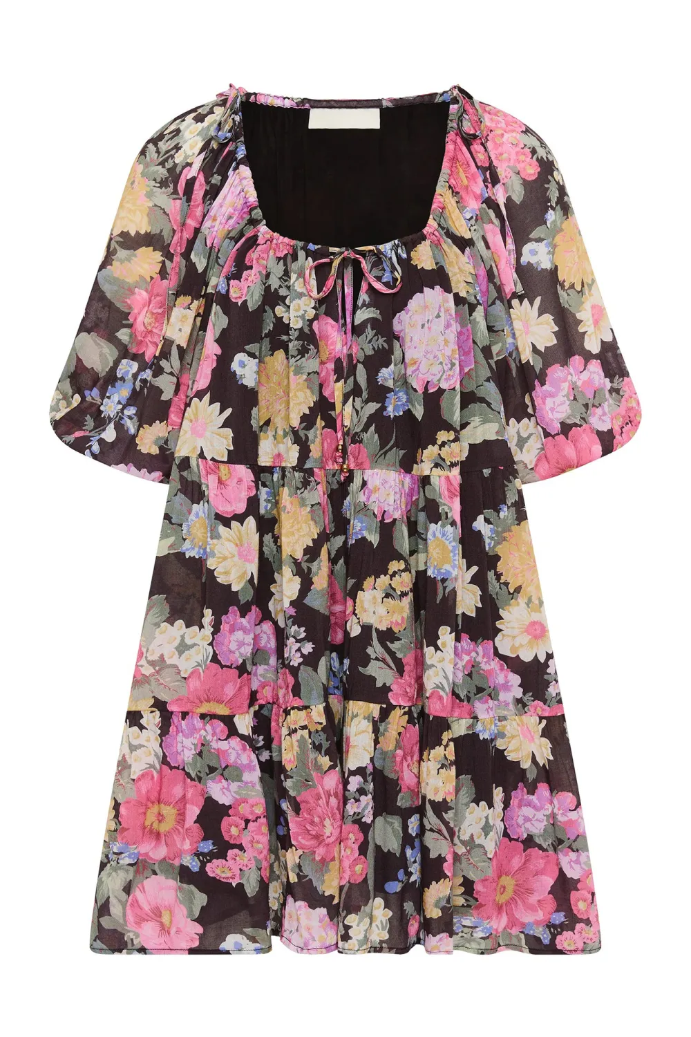 Black Retro Daily Botanical Print Sexy Dress