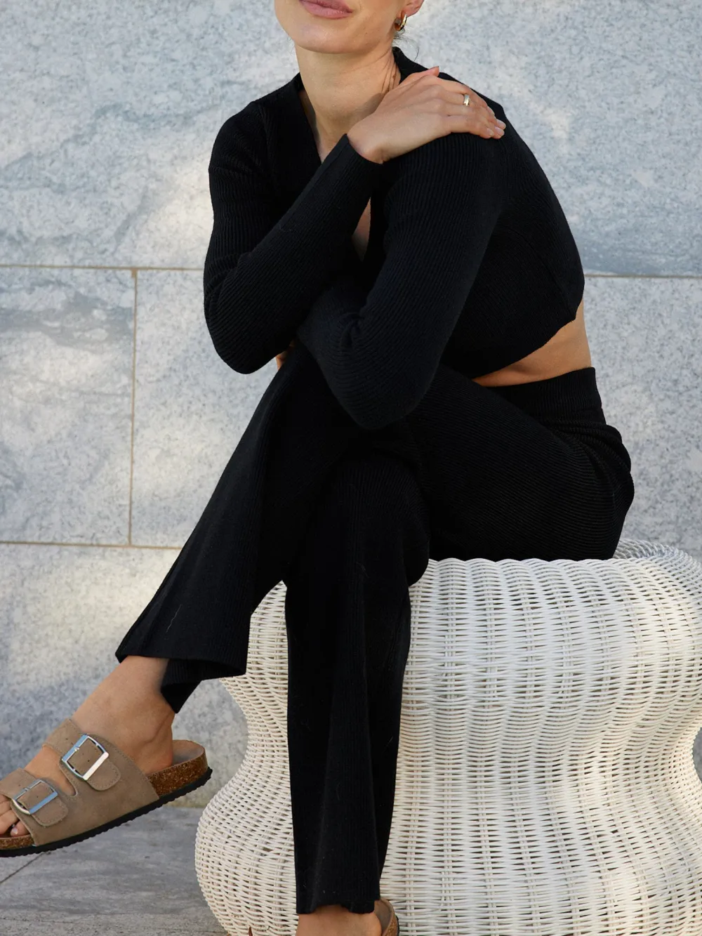 Black Long Sleeve Knit Top