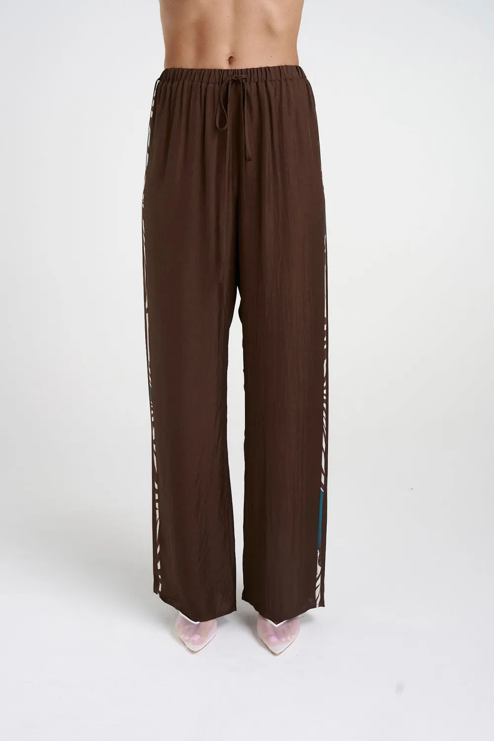 Brown Stripe Daily Personality Straight  Pants