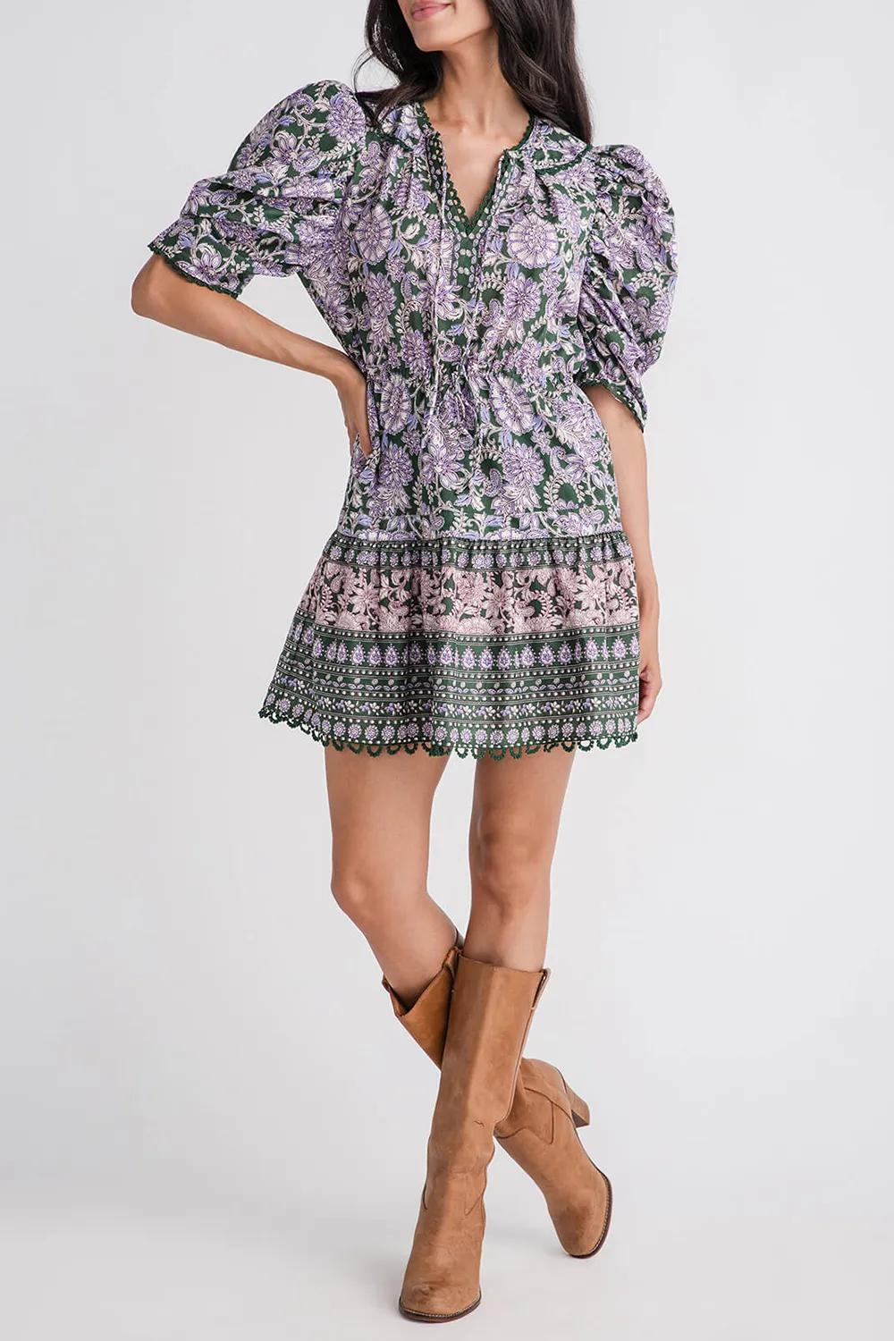 Olivaceous Chic Dress - Green Pink