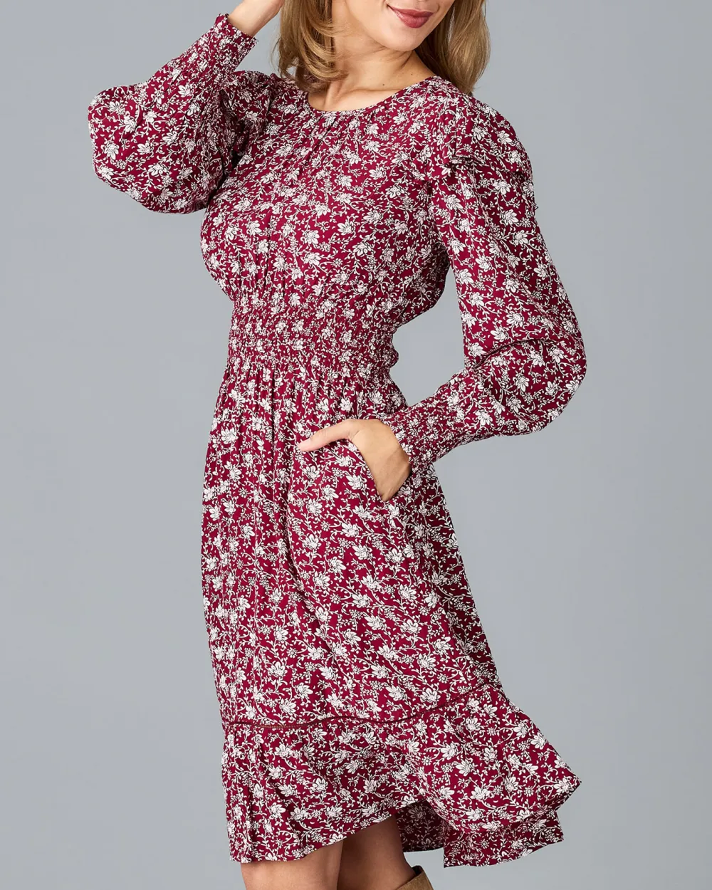 Small Floral Print Midi Dress