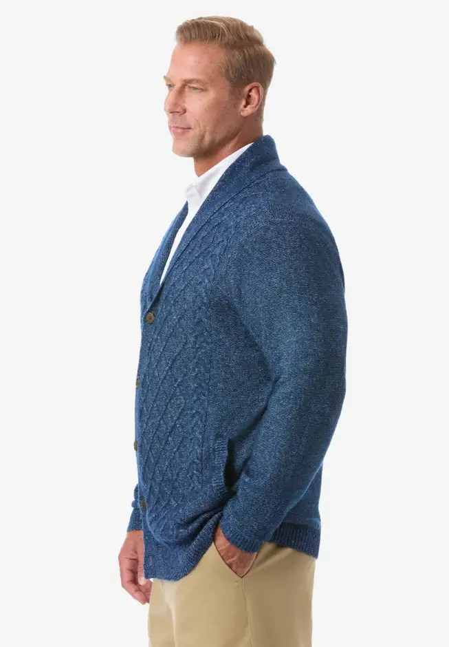 Soft Cable Knit Shawl Collar Cardigan