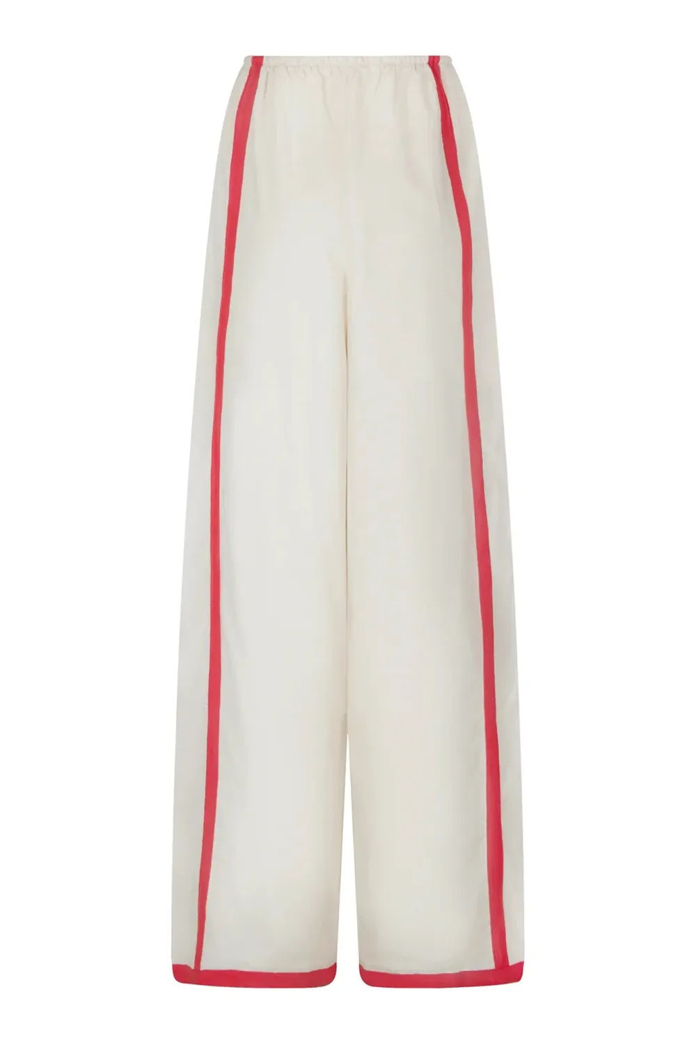White Simple Patchwork Stripes Straight  Pants