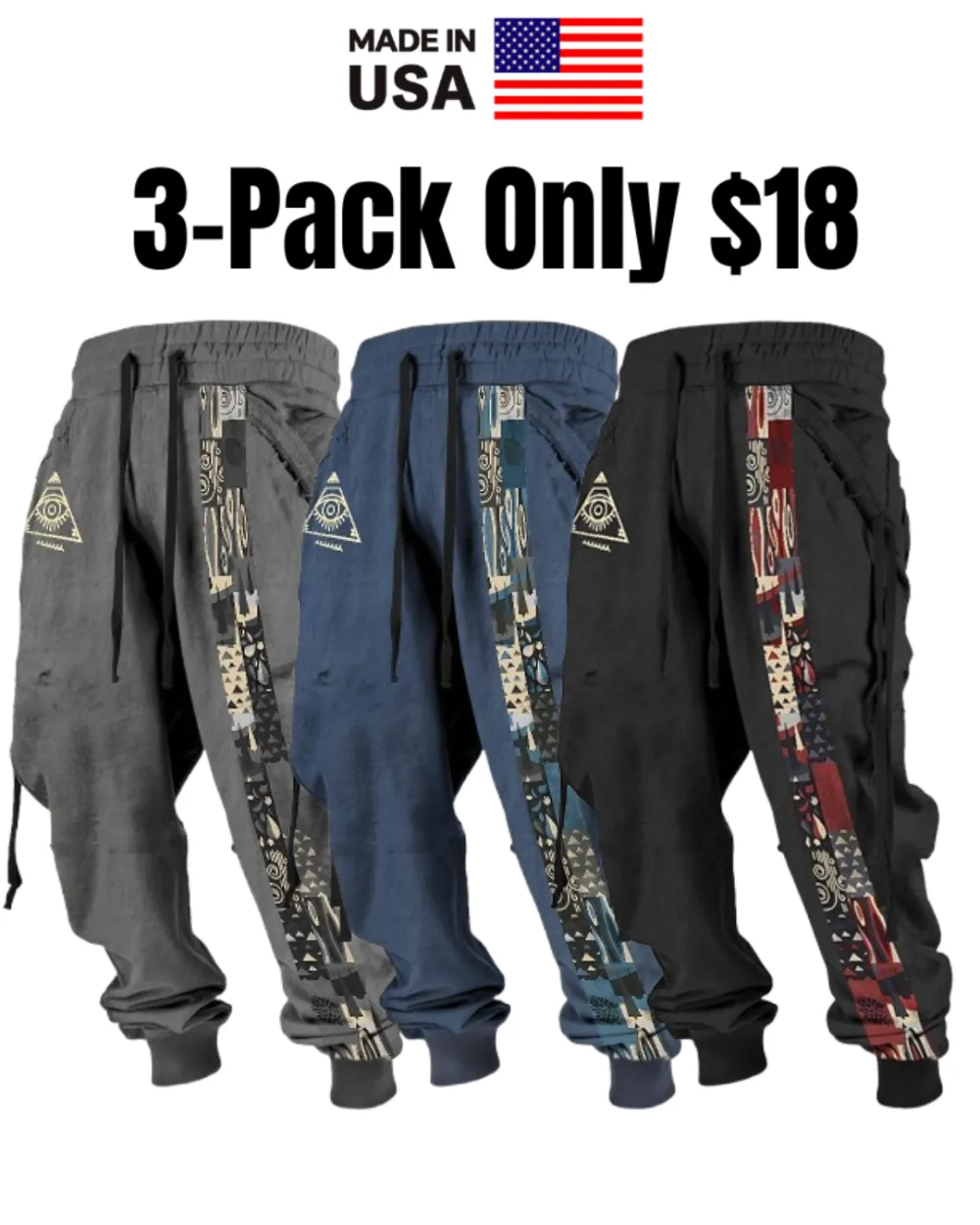 Men's Tribal Bandana Print 3D Sweatpants