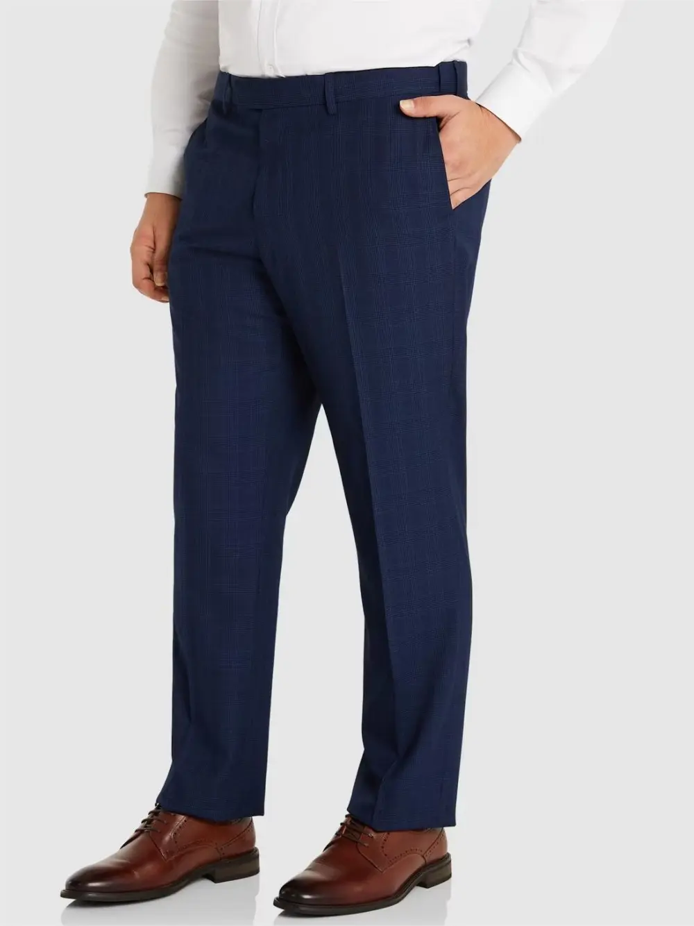 REGULAR FIT DARK BLUE POLYESTER TROUSERS