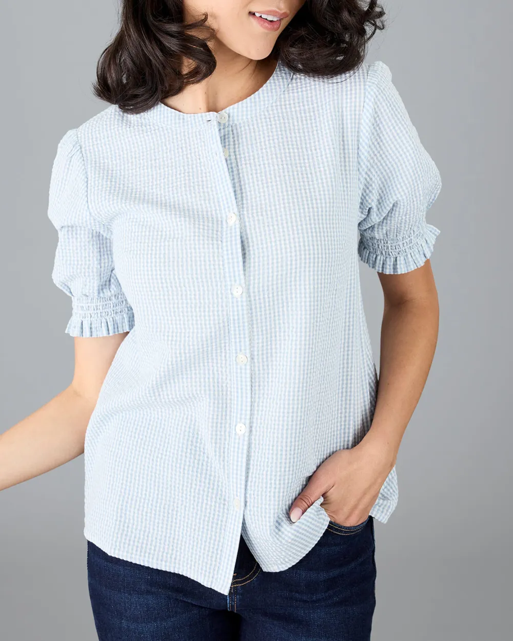 Striped Button Front Blouse