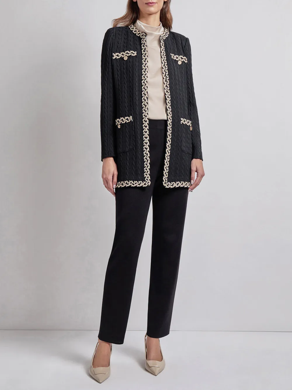 Color Blocking Long Sleeved Round Neck Jacket