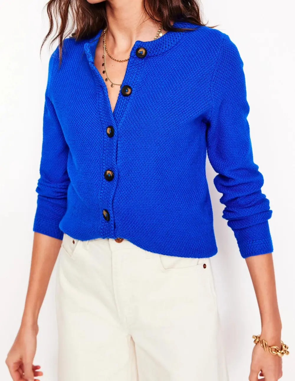 Royal Blue Open - Front Knit Cardigan