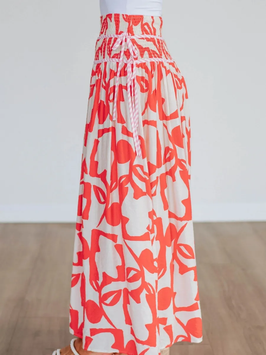 Smocked Waist Flowy Skirt