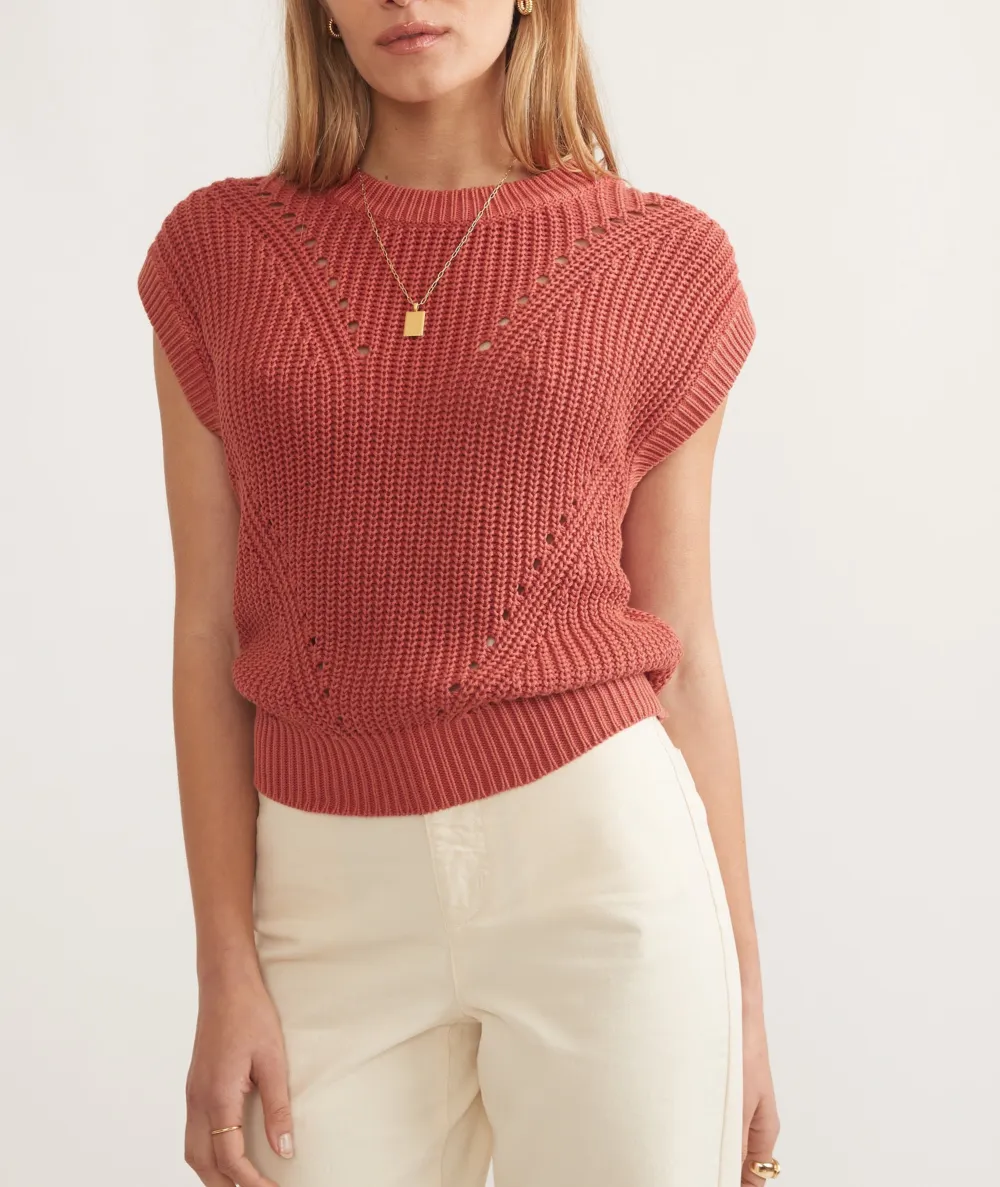 Sleeveless Knit Vest with Patterned Front