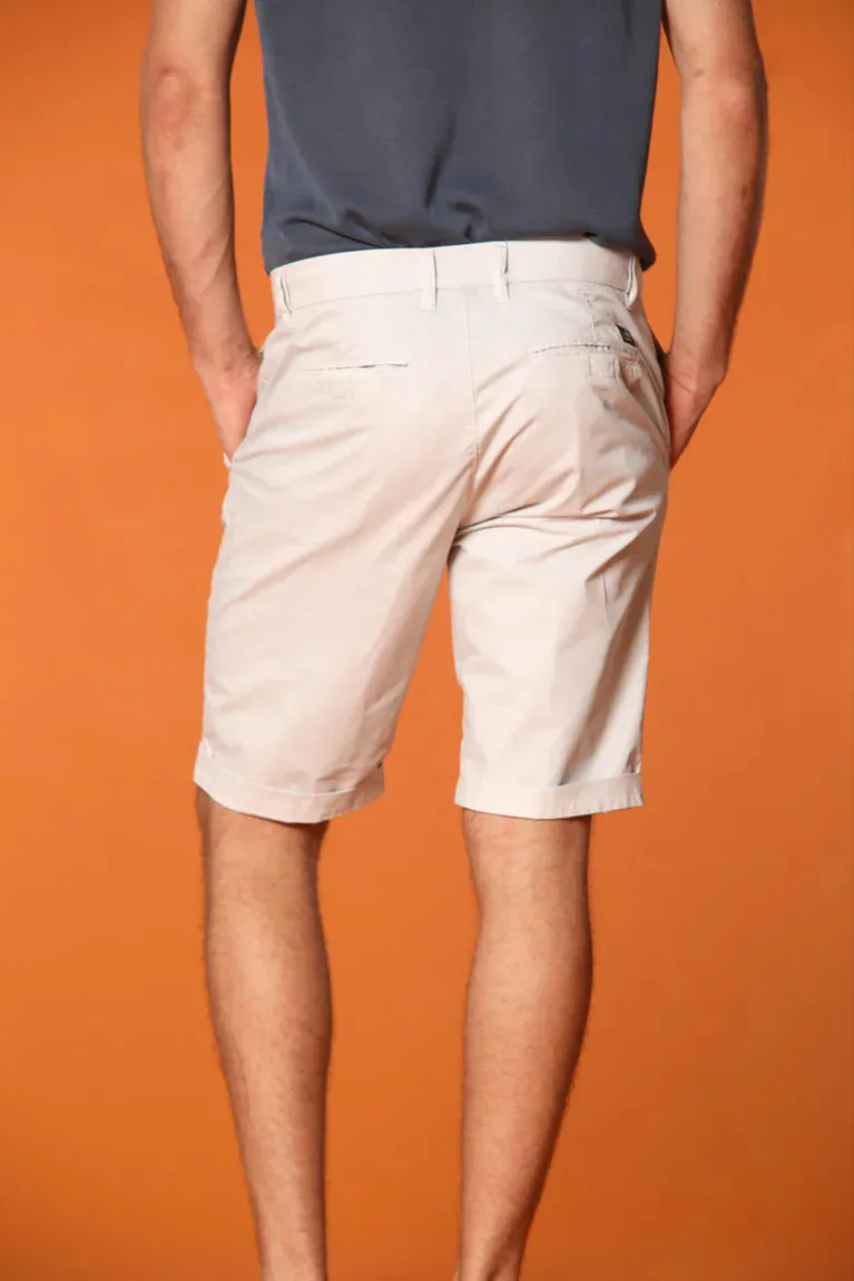 Pearl Grey Cotton Twill Cargo Shorts For Men - Regular Fit