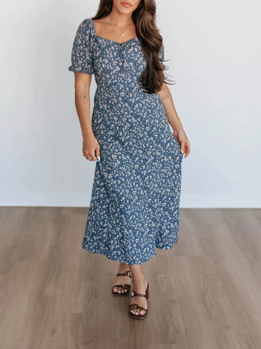 Bubble Sleeve Floral Dress