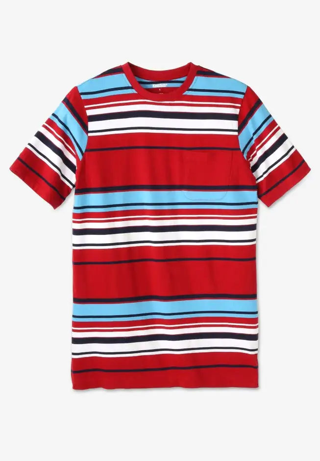 Shrink-Less Lightweight Longer-Length Crewneck Pocket T-Shirt