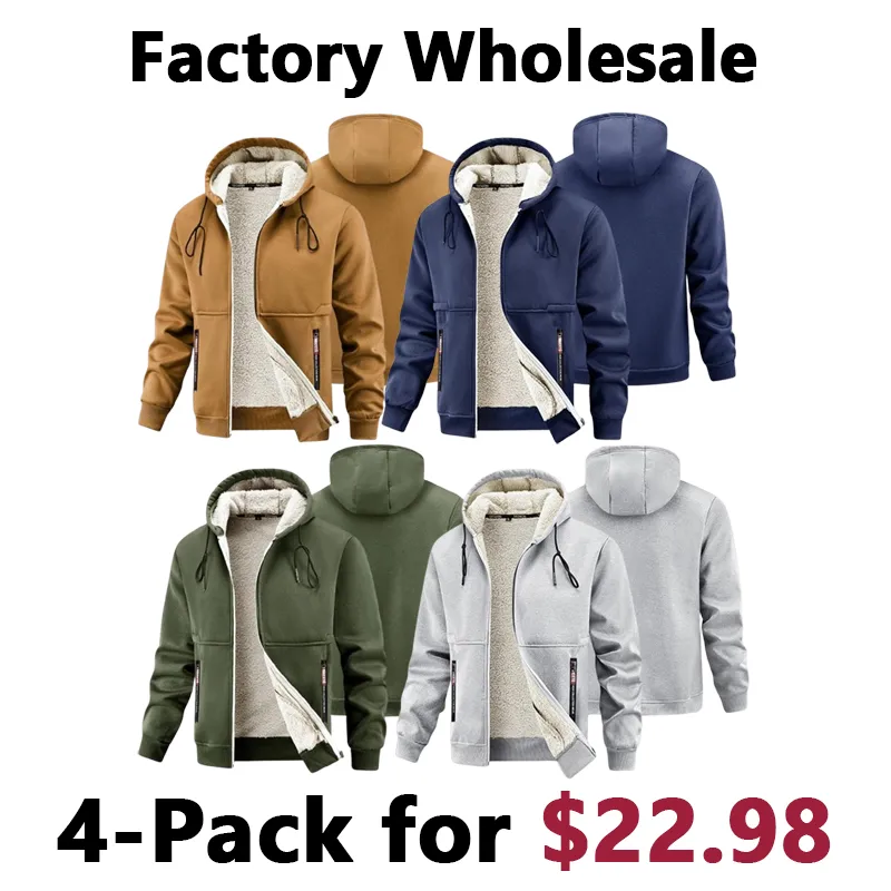 🔥Last Day Promotion🔥Men's Winter Sherpa Hooded Jacket, Thick Warm Zip-Up Hoodie