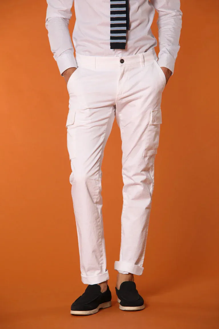 White Men's Slim Fit Cotton Stretch Overalls