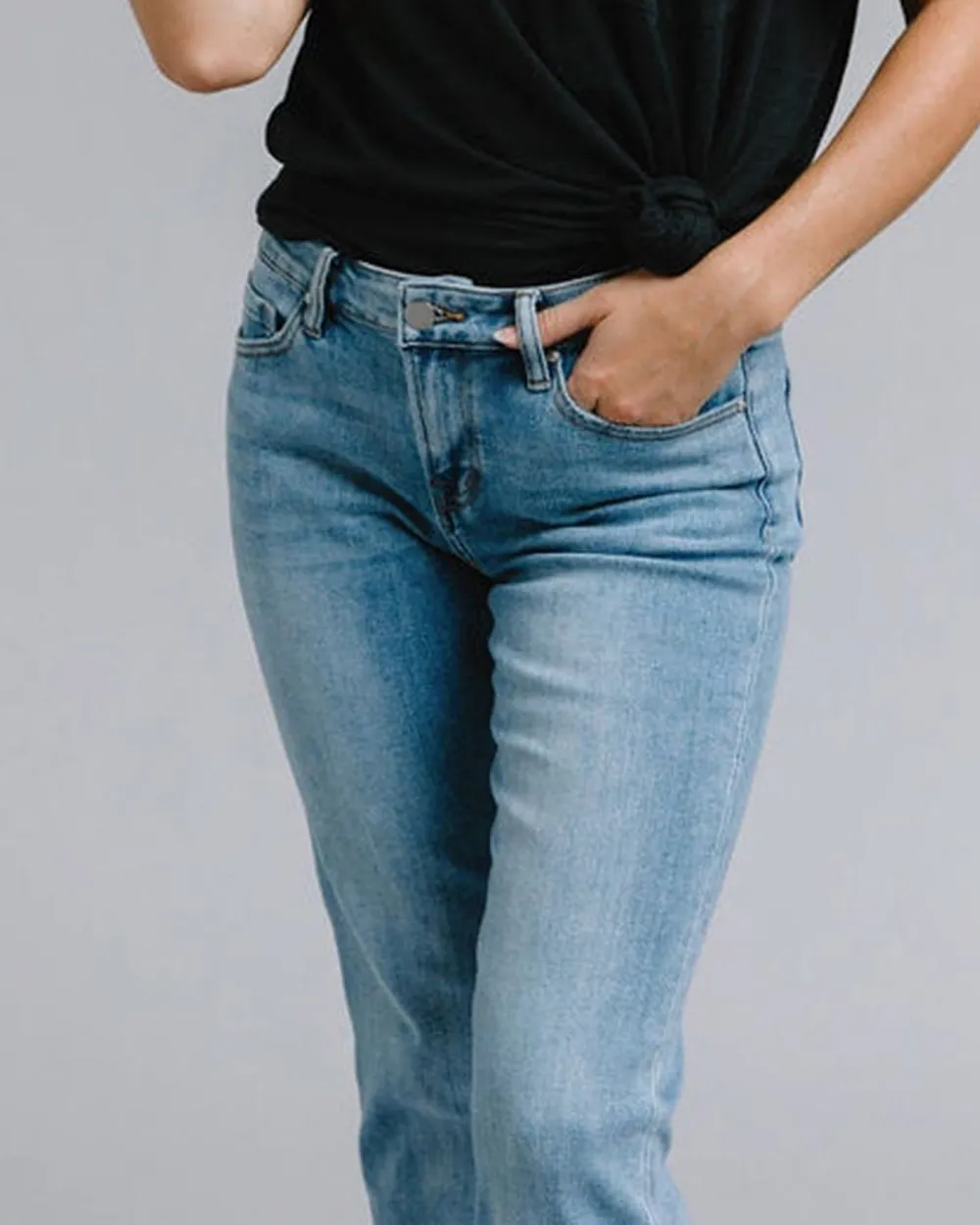 Light Wash Mid Rise Straight Jean