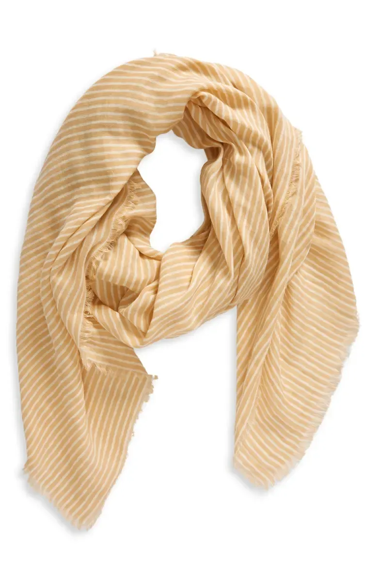 Striped Fringed Lightweight Scarf