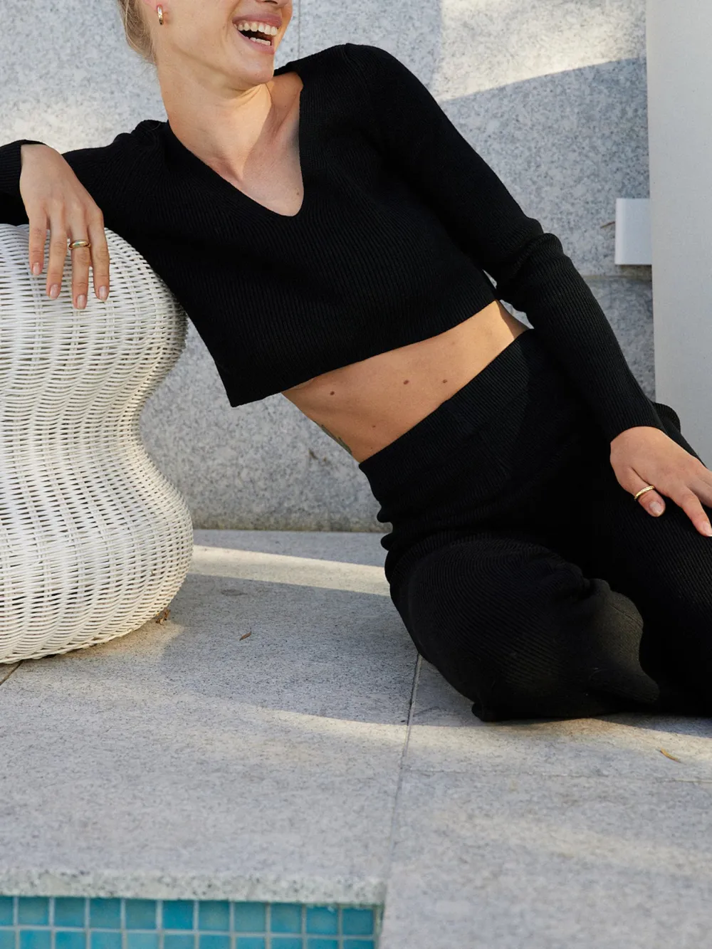 Black Long Sleeve Knit Top