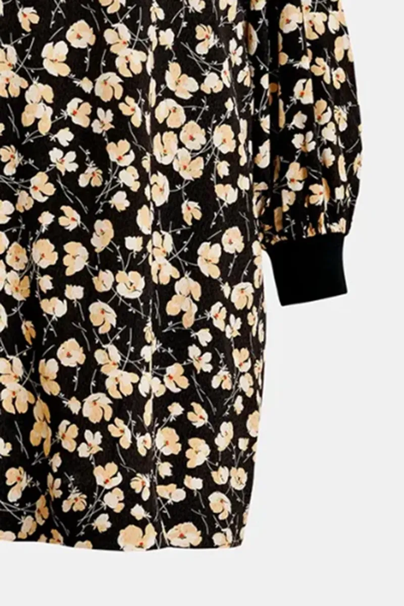Floral Print Lantern Sleeve Dresses