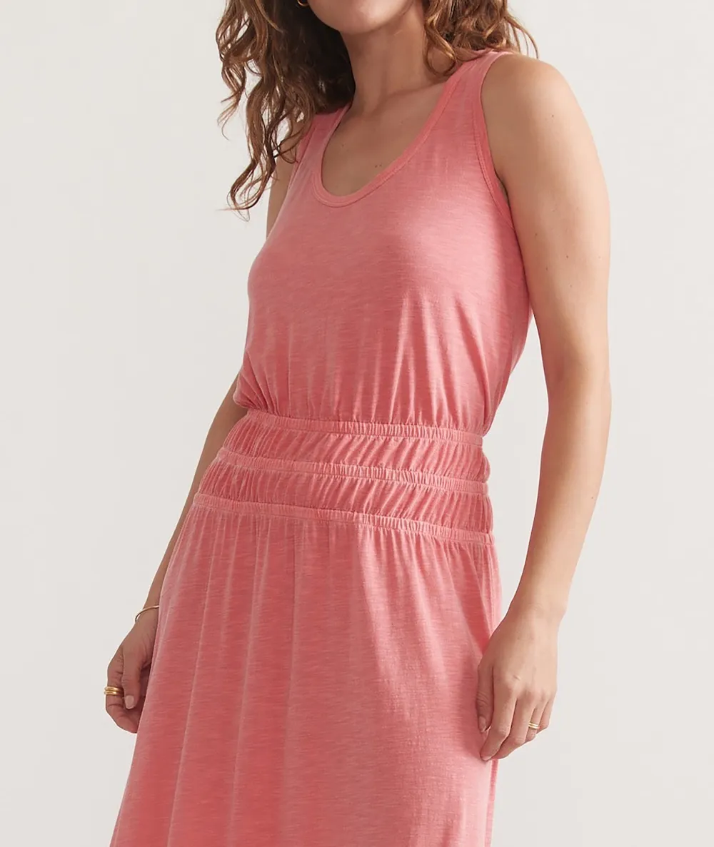 Pink Smocked Waist Midi Dress