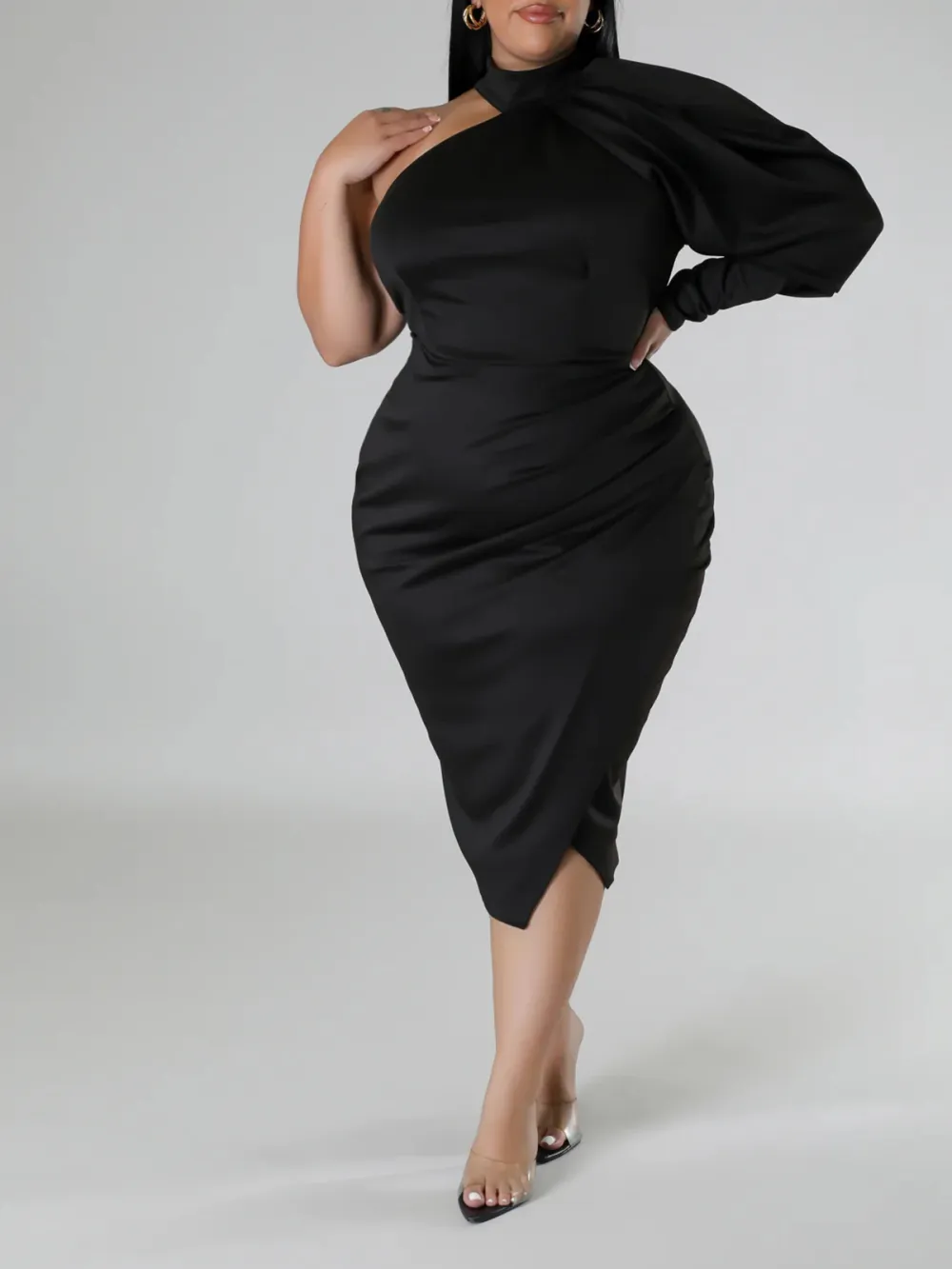 Satin One Shoulders Dress