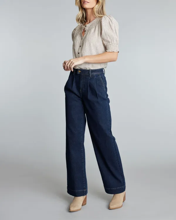 Dark Blue Wide Leg Denim Pant