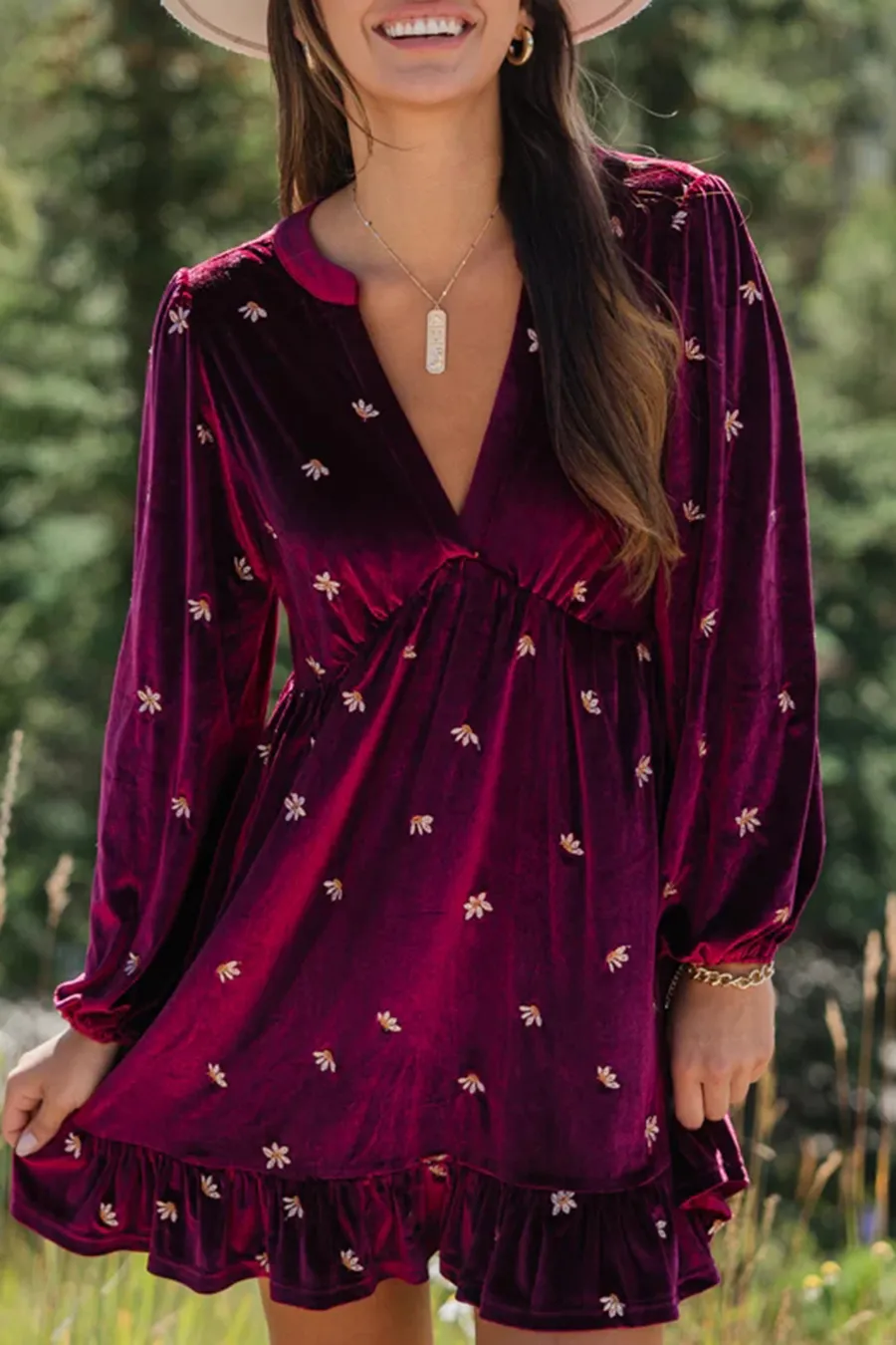 Burgundy Velvet Dress