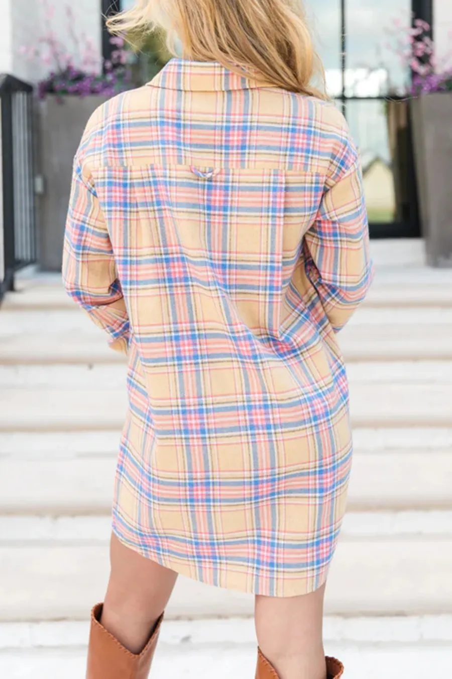 Plaid Yellow Shirt Dress