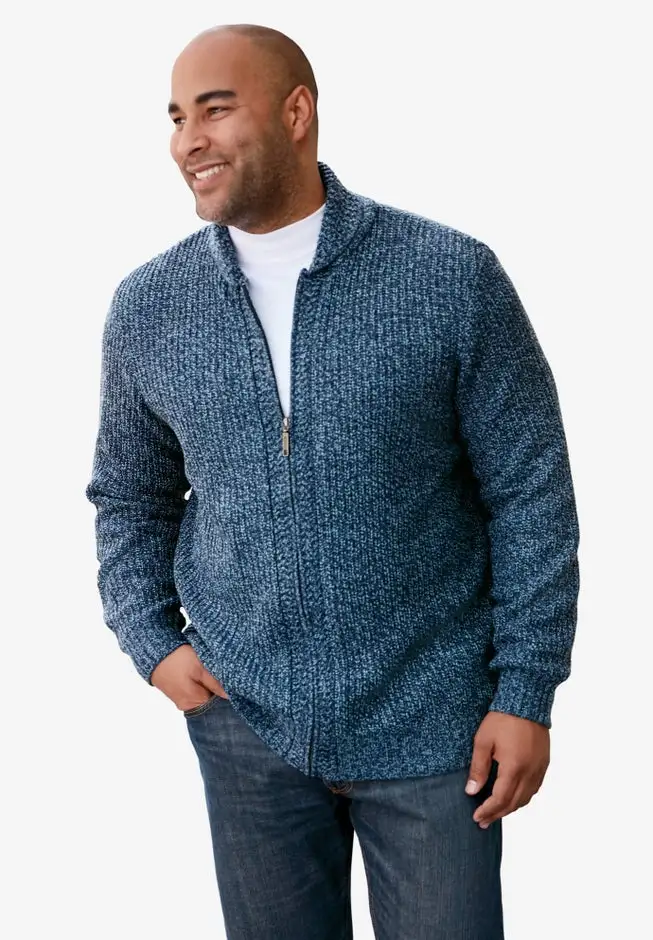 Shaker Knit Zip-Front Cardigan