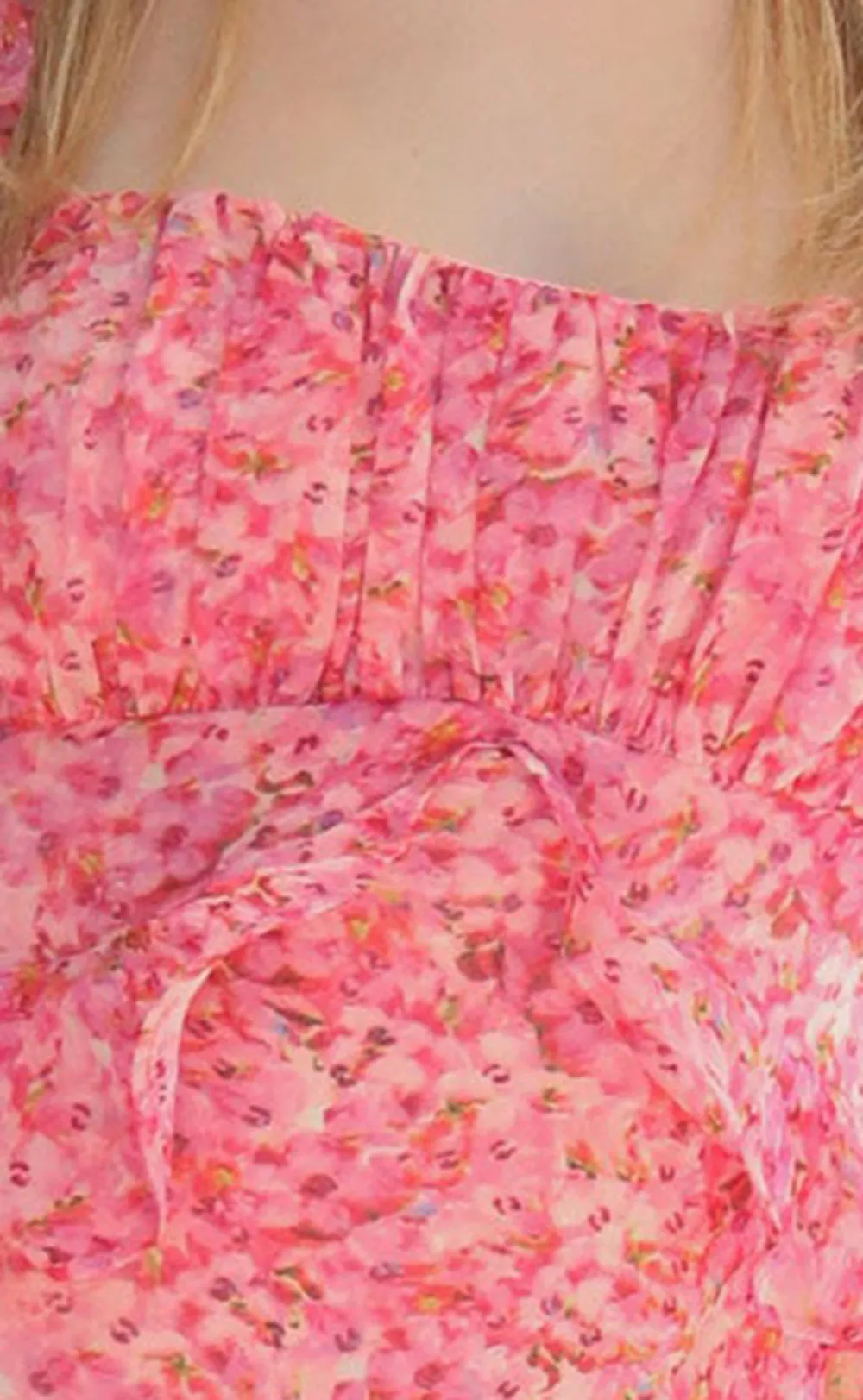 Pink Floral Ruffled Mermaid Maxi Dress