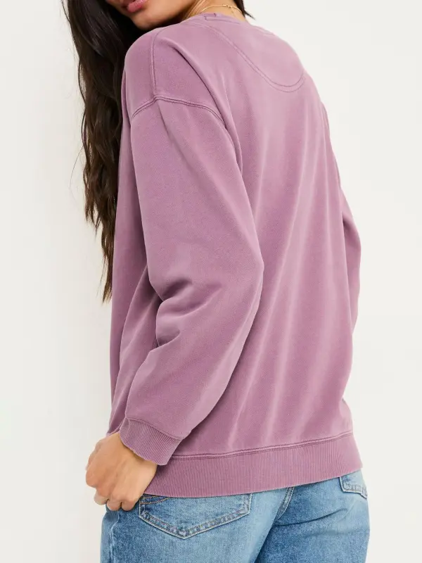 Purple Casual Crew Sweatshirt