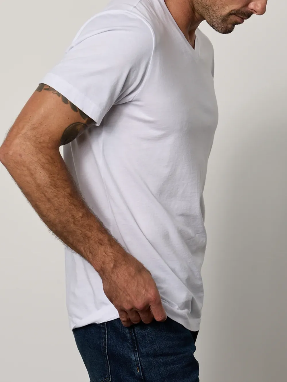 Men's Fashion Cotton V-Neck Solid Short Sleeve T-Shirt