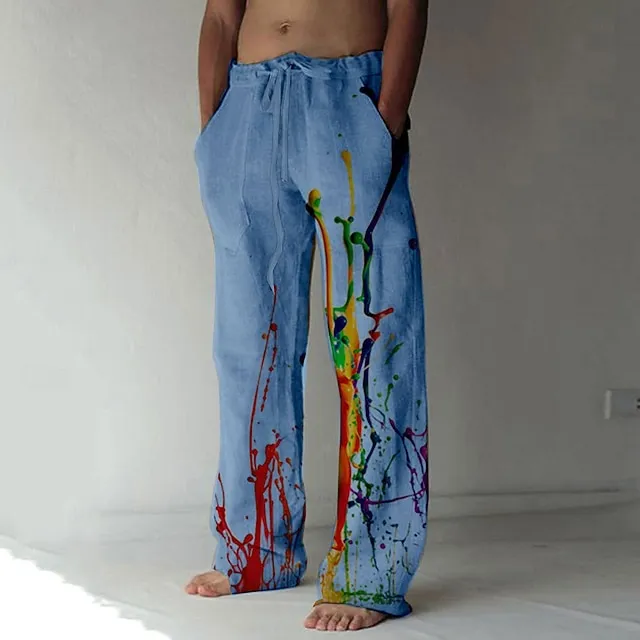 Men's Graphic Prints Graffiti Linen Pants
