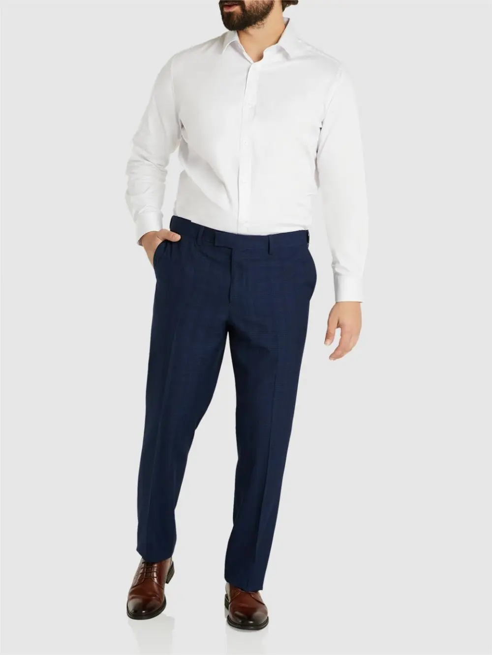 MODERN-FIT FLEX PLAID WOOL SUIT PANTS