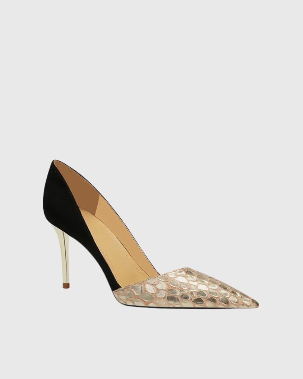 Snake Print Vintage Pumps in Gold