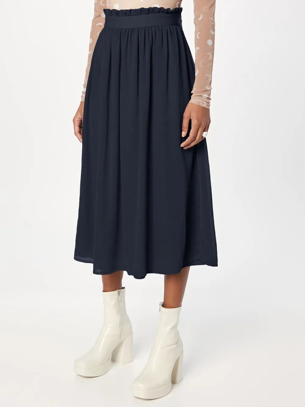 Elastic Waistband Casual Style A-line Skirt