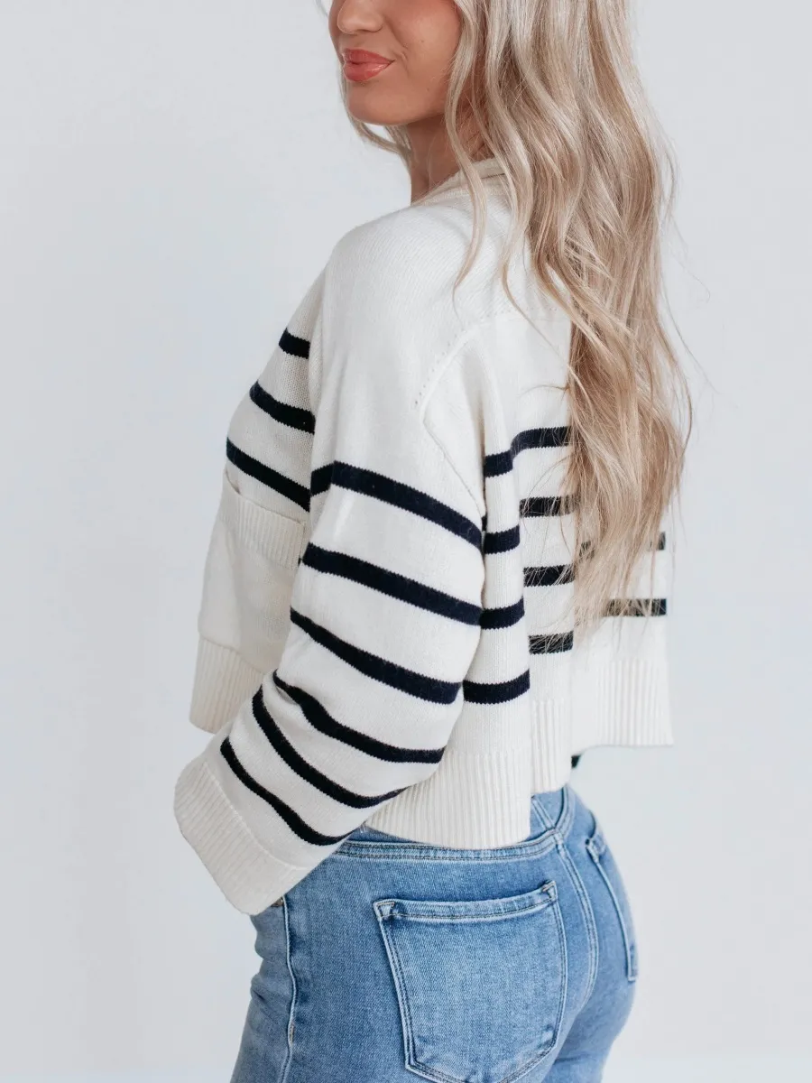 Striped Knit Button Cardigan
