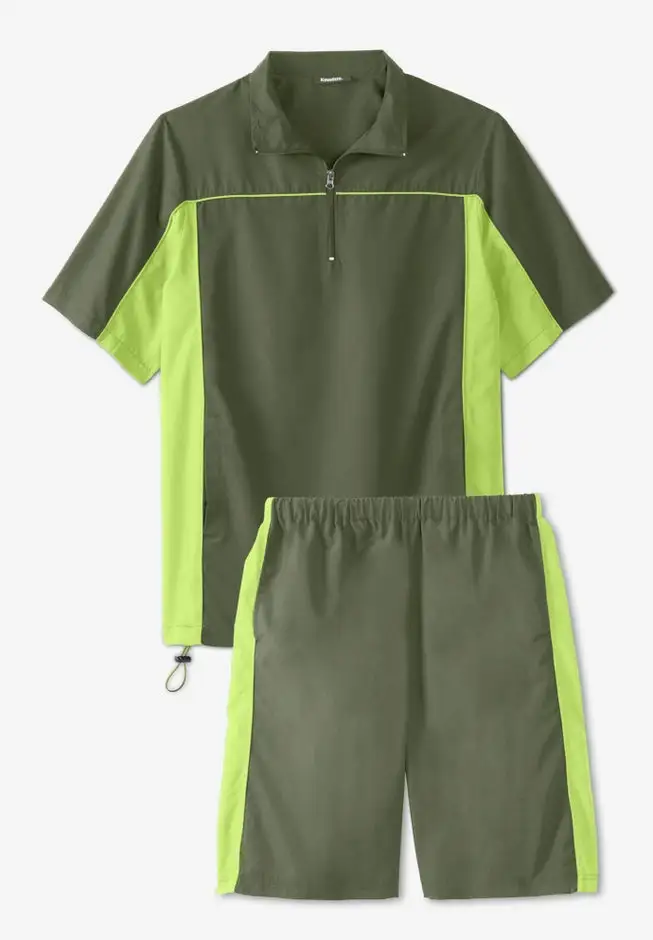 Quarter Zip Short Sleeve Colorblock Tracksuit