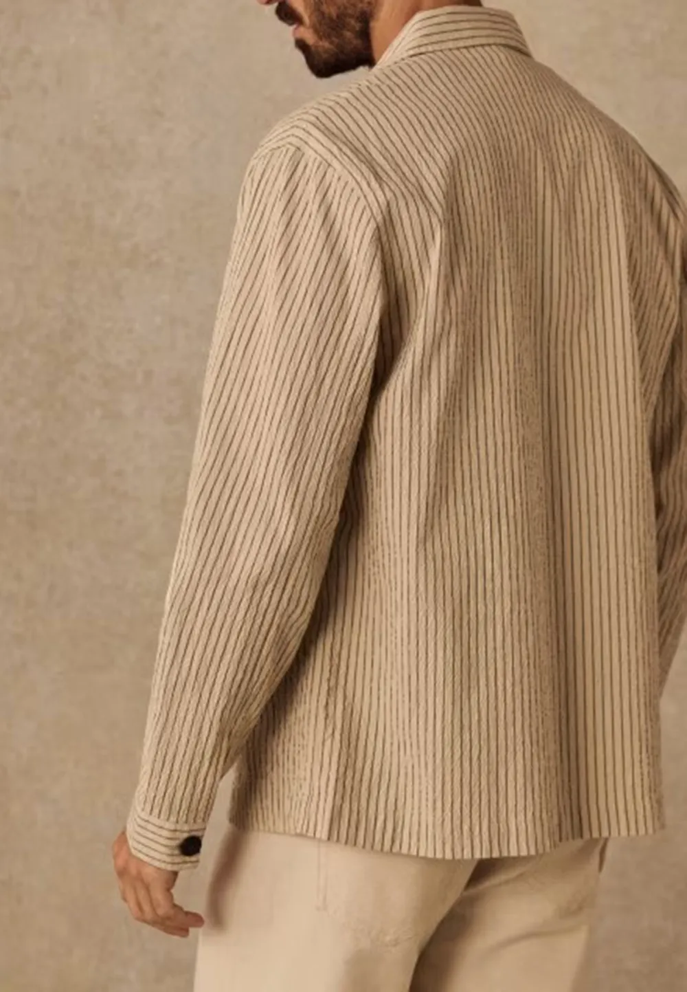 Jacket-Seersucker Beige Rayures Vertes