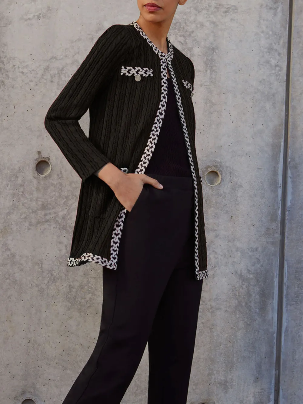 Color Blocking Long Sleeved Round Neck Jacket