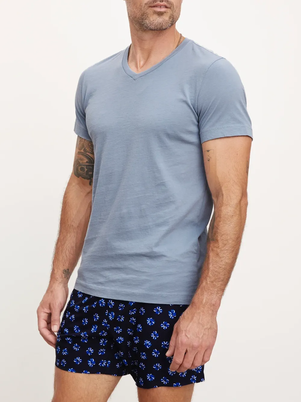 Men's Fashion Cotton V-Neck Solid Short Sleeve T-Shirt