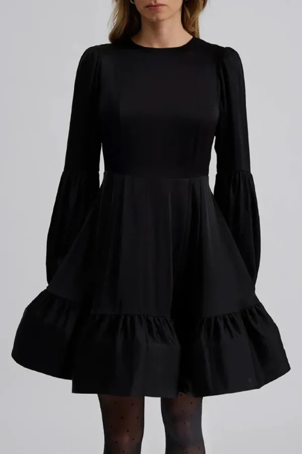 Bell Sleeve Ruffle Hem Mini Dresses