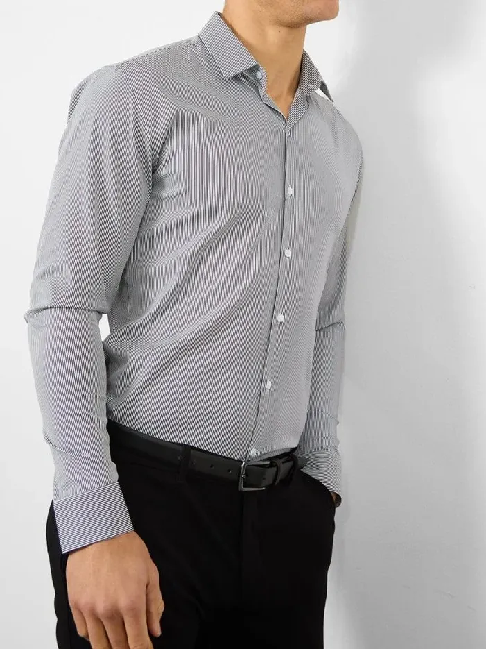 Grey Stripe Soft Comfortable Business Blouse