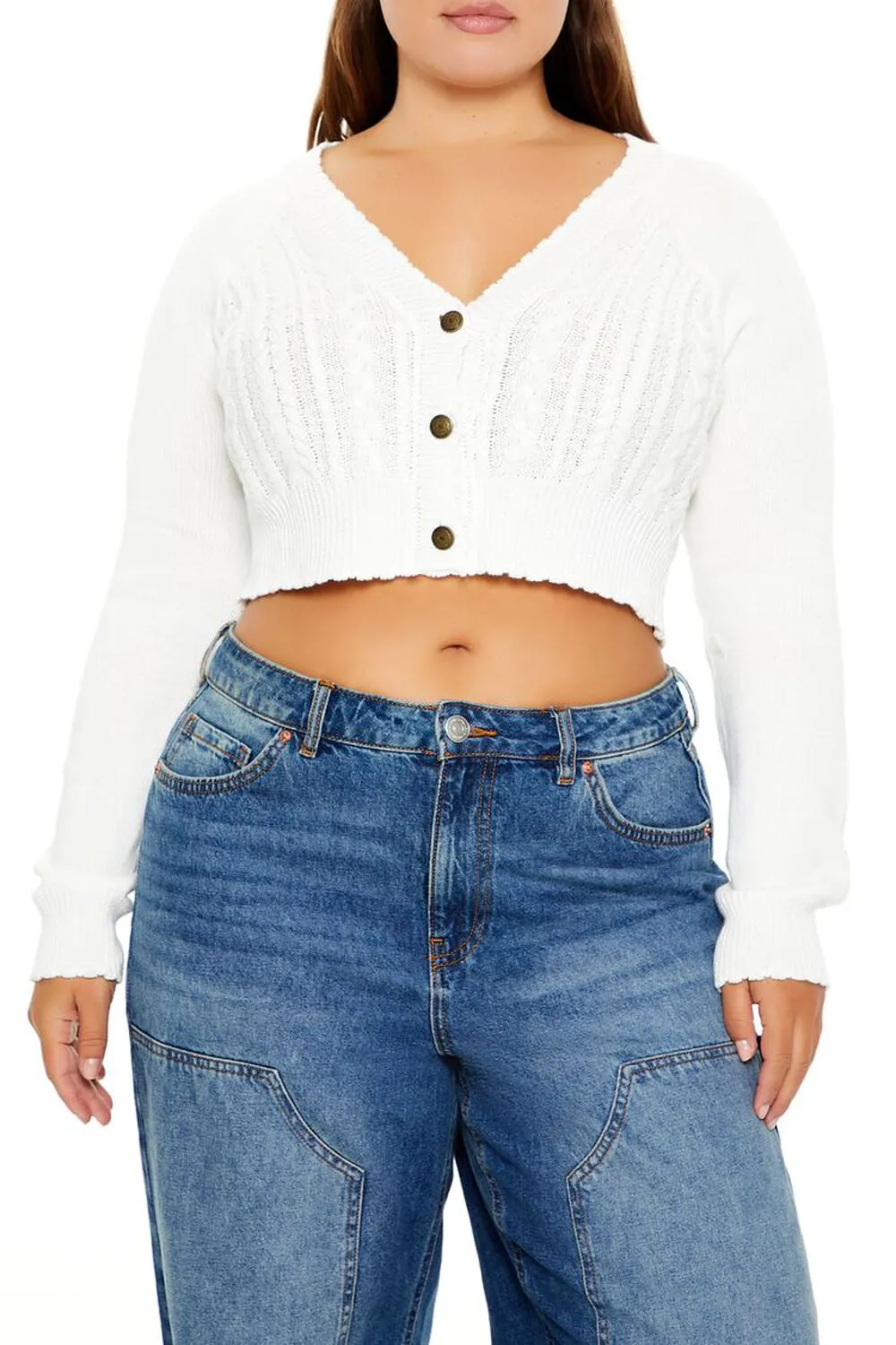 Plus Size Cropped Cardigan Sweater