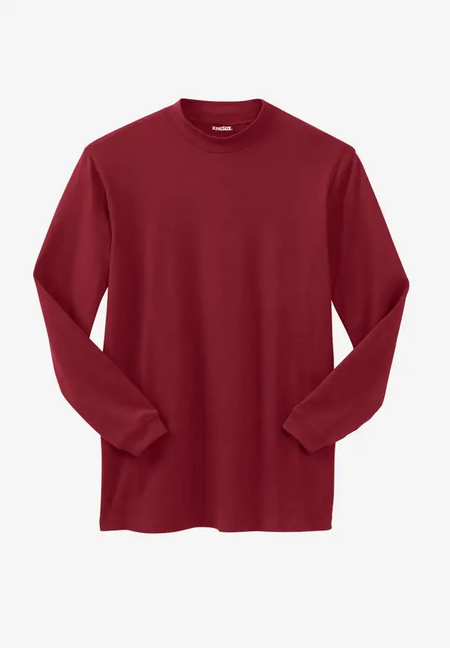 Mock Turtleneck Long-Sleeve Cotton Tee