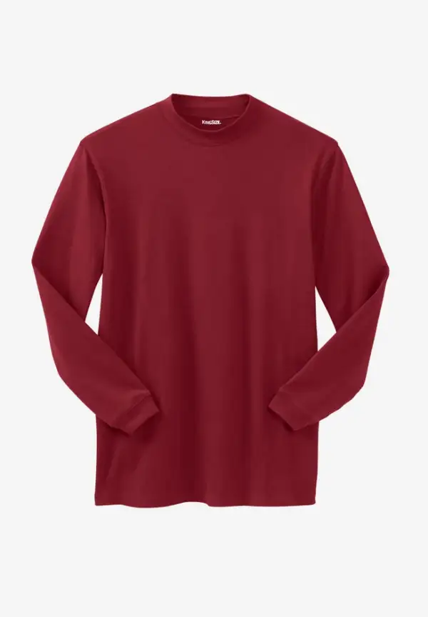 Mock Turtleneck Long-Sleeve Cotton Tee