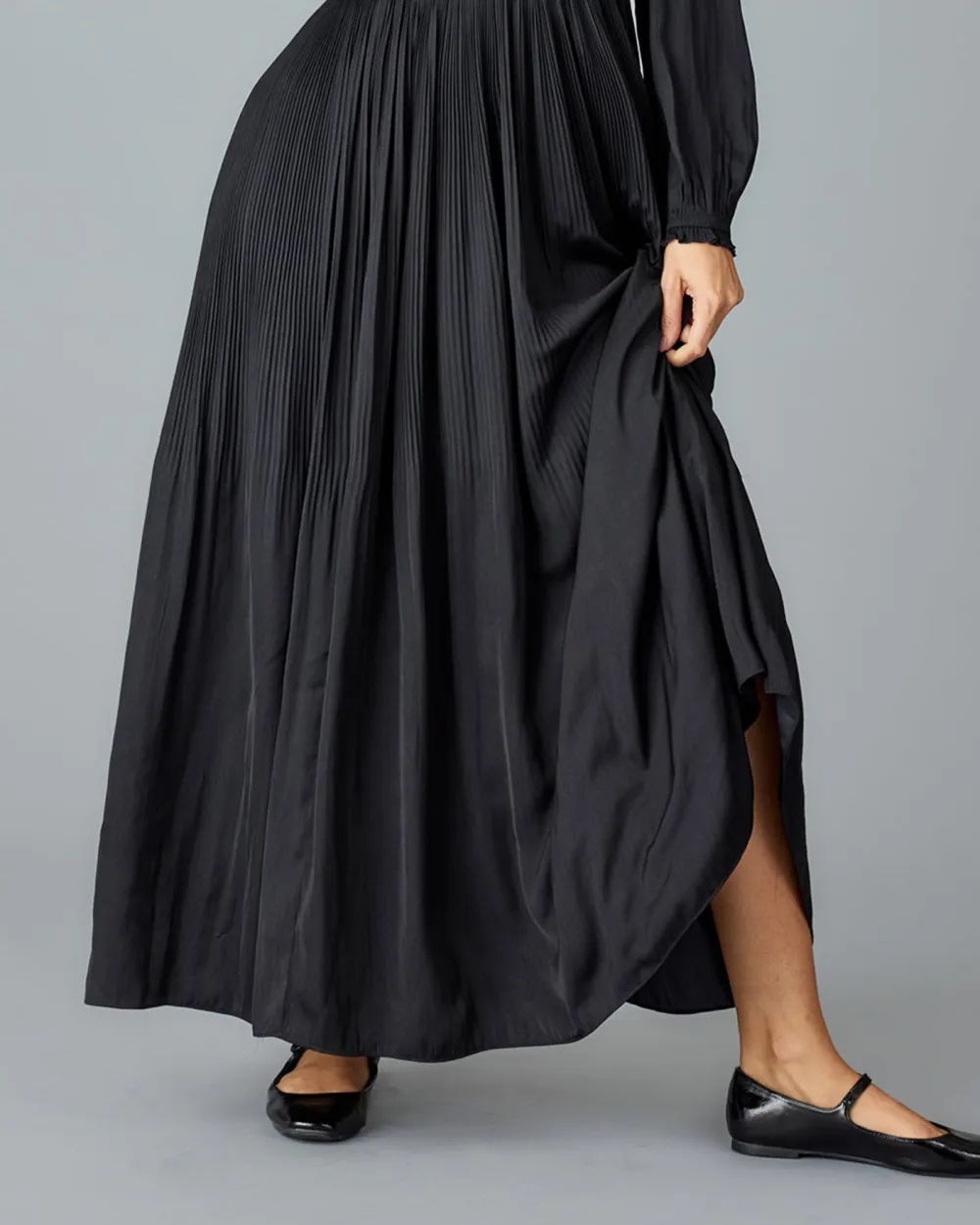 Black Smocked Waist Maxi Dress